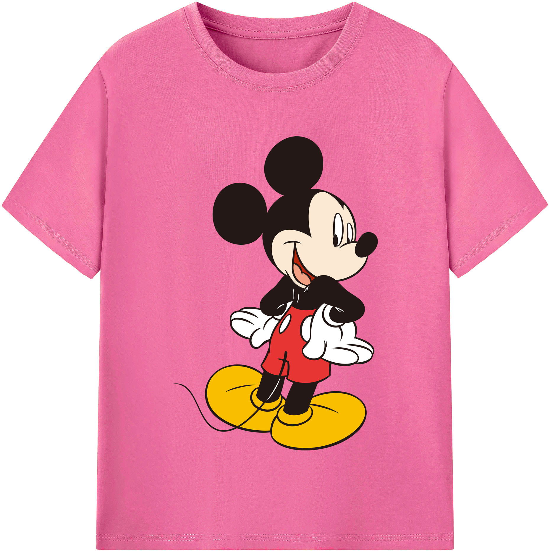 （画像用） ミッキーマウス Mickey Mouse レディースカジュアルプリントTシャツ（綿100％）